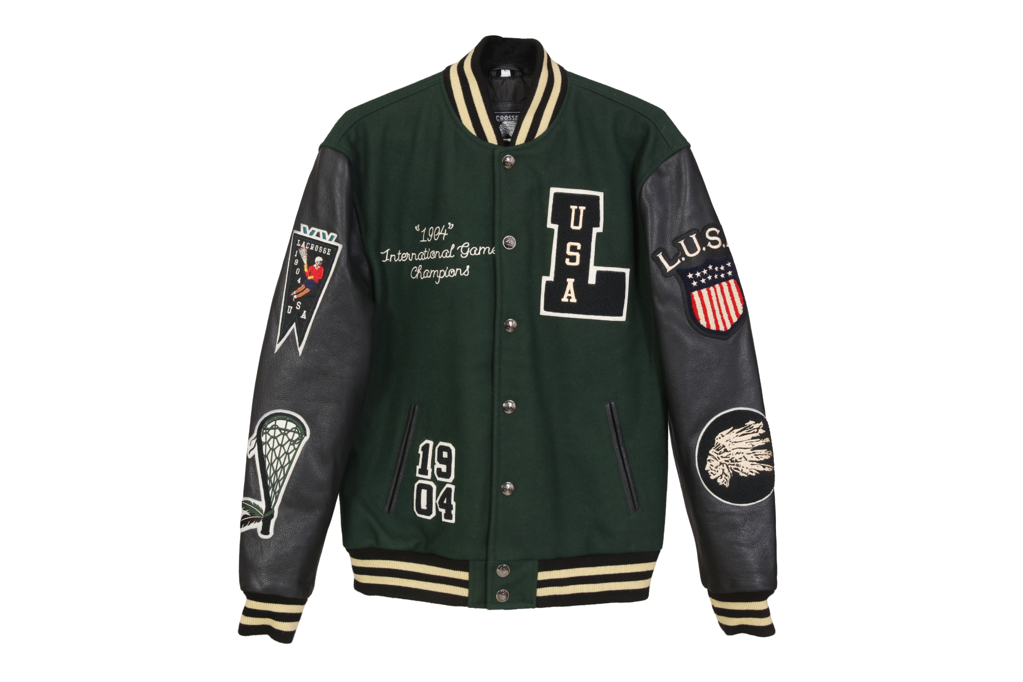 1994 International Championship: American Indian Inspired Dark Green & Black Varsity Jacket