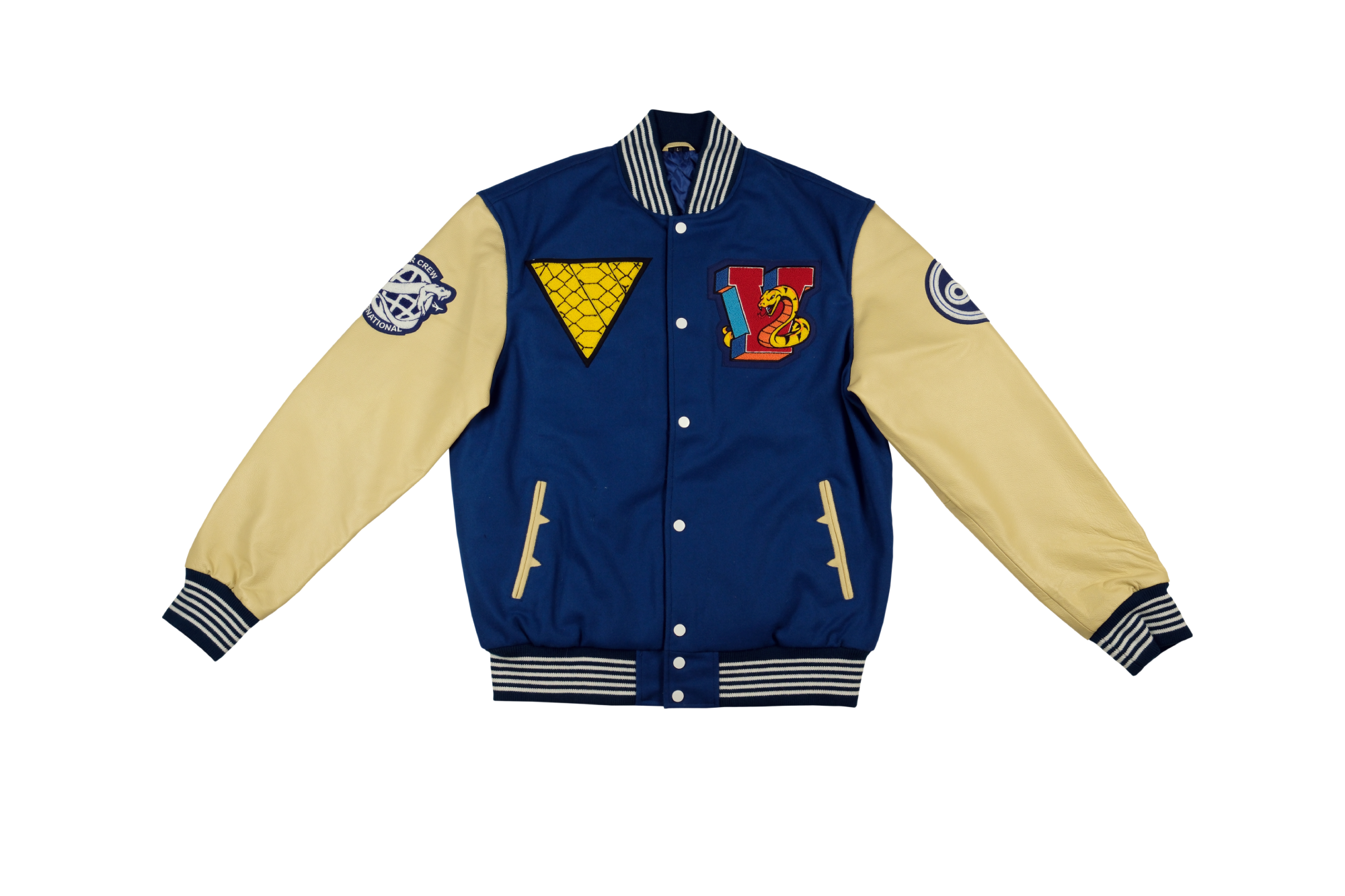 The Viper Crew Blue Leather and Wool Varsity Jacket